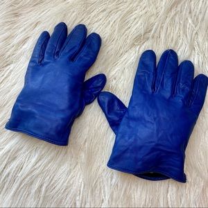 Giorgio Armani Blue Leather Gloves